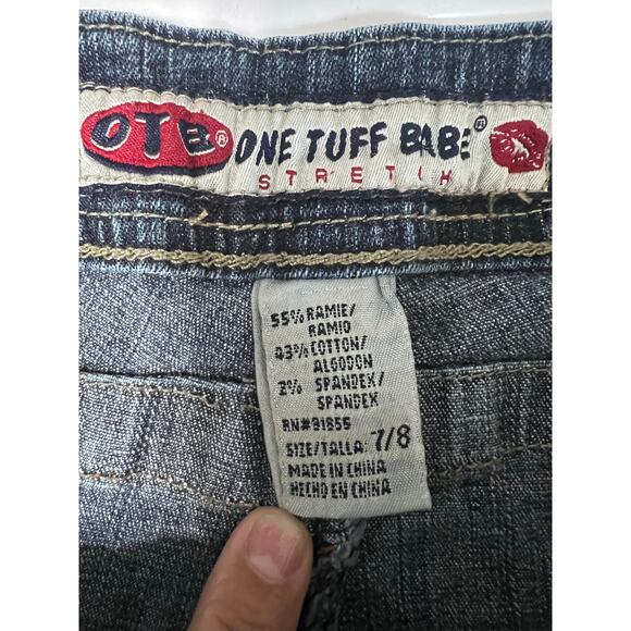 One Tuff Babe Stretch Jeans Bootcut Gentle Distress Women’s 7/8 Boyfriend 29x 27 - Picture 3 of 3